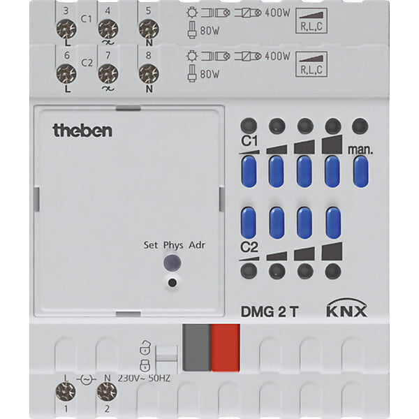 Theben Universaldimmer 2Kanal,Grundmodul DMG 2 T KNX